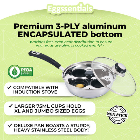 Eggssentials cool-touch Bakelite handle for safe handling during cooking.