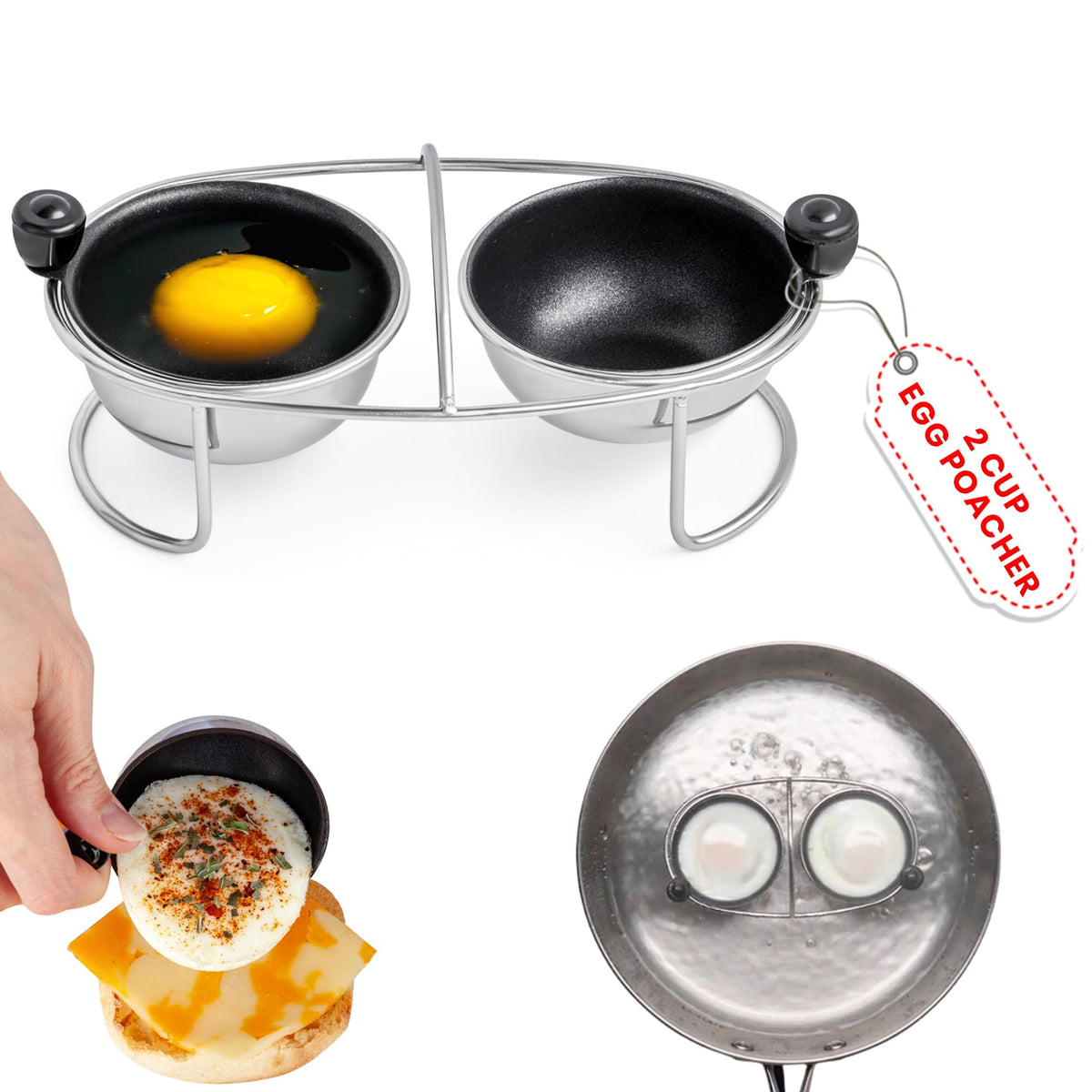 Eggssentials stainless steel egg poacher insert for precise poaching
