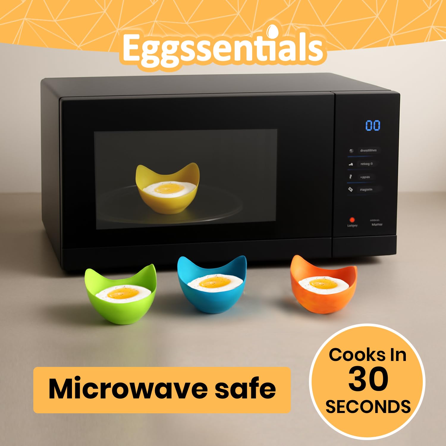 Eggssentials poached egg cups stackable design saves cabinet space.