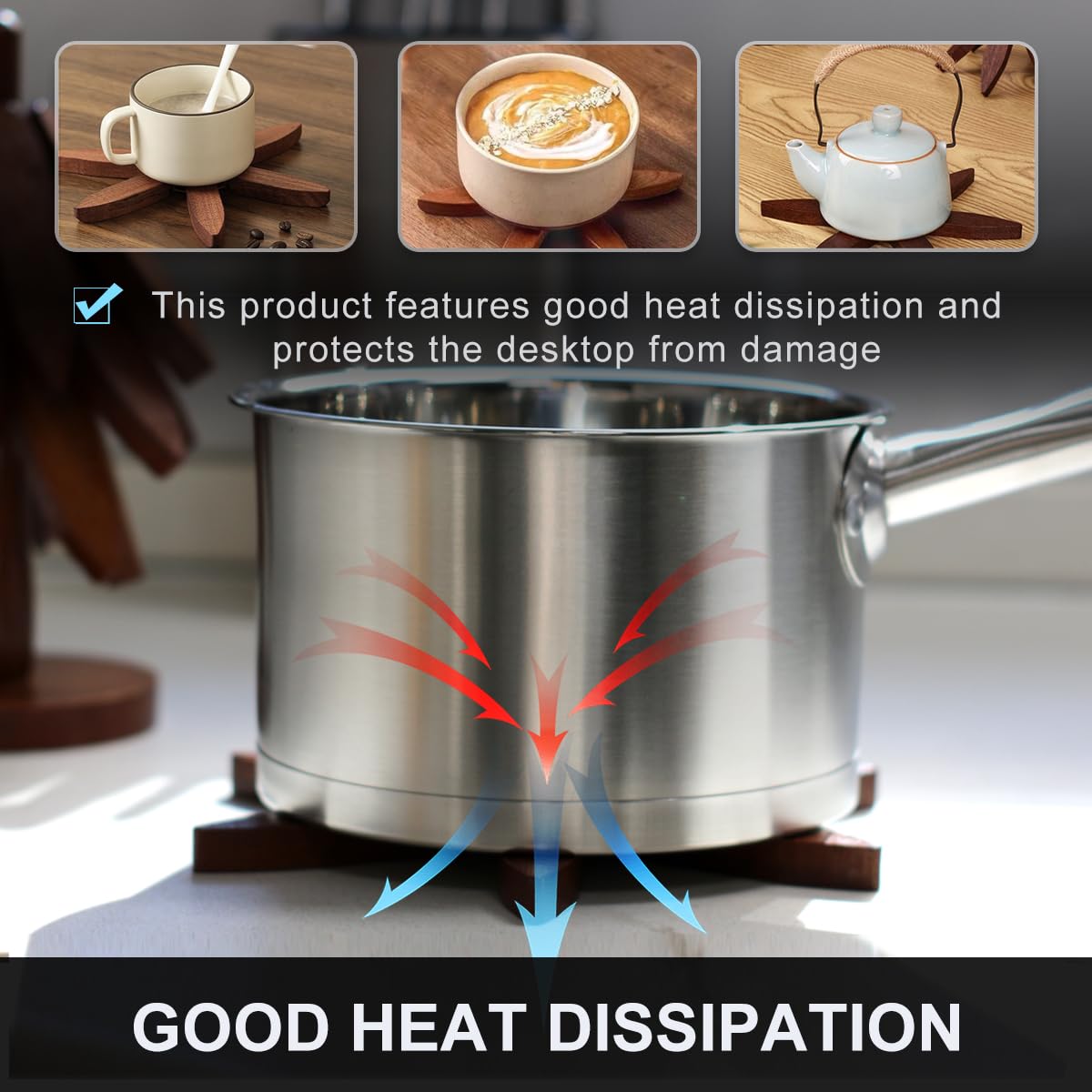 EGO LIFE tree coasters keep teapots and mugs steady.