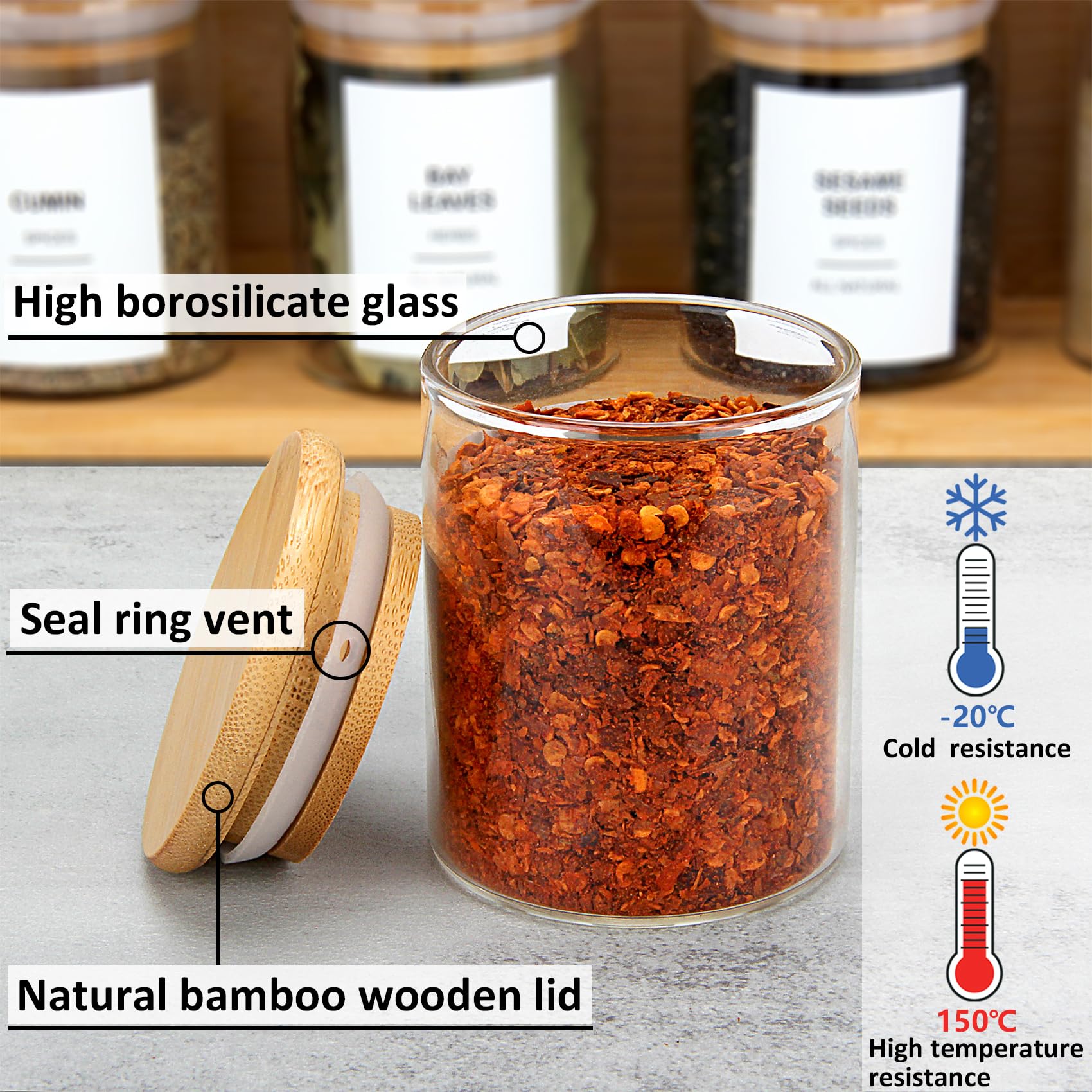 EgticHome 315-labels bulk pack shown beside jars for organization