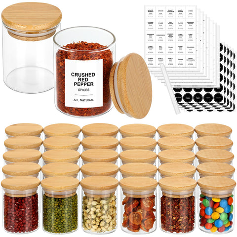 EgticHome 4oz glass spice jars with bamboo lids for fresh flavors.