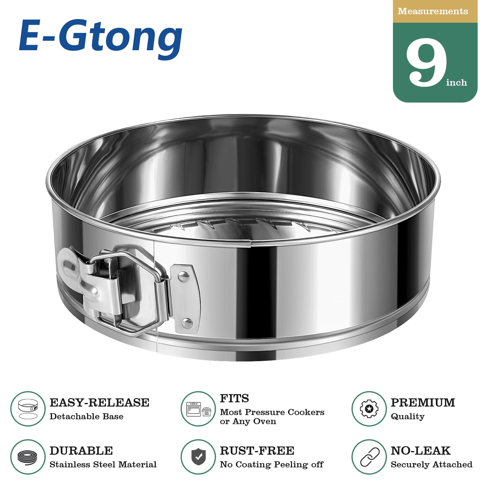 E-Gtong versatile baking pan suited for cheesecakes, quiches, and tarts.