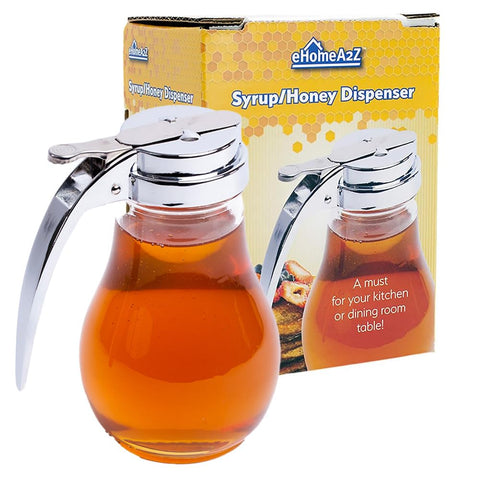 EHOMEA2Z honey dispenser with metal top for precise, drip-free pouring.