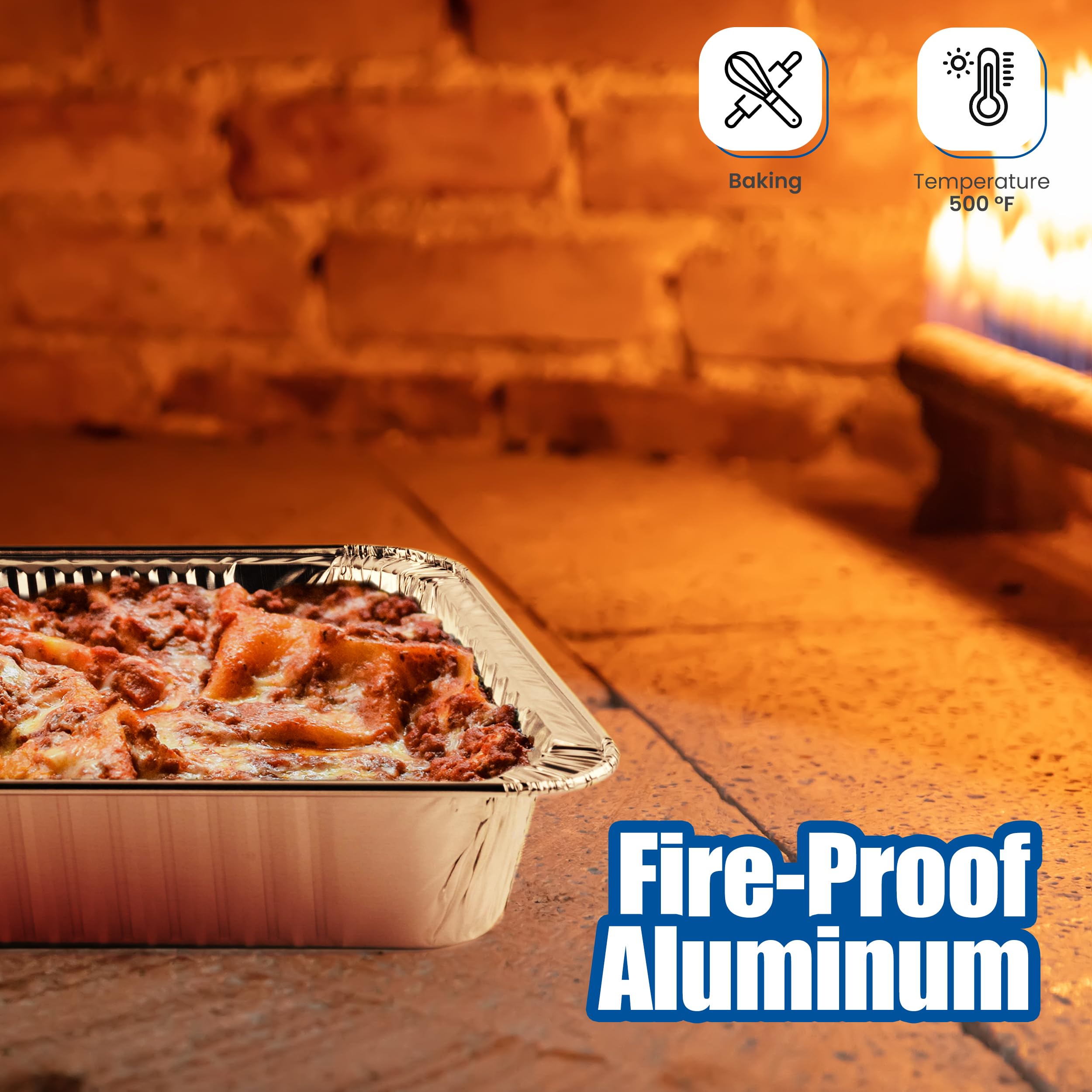 EHOMEA2Z foil pans oven-safe design ideal for casseroles and lasagna.