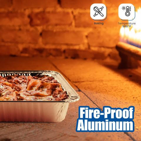 EHOMEA2Z foil pans oven-safe design ideal for casseroles and lasagna.