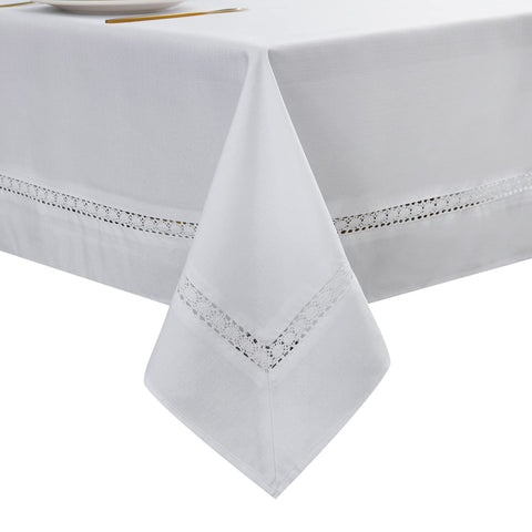 EHouseHome heavy duty tablecloth close-up showing white lace edge protecting surface
