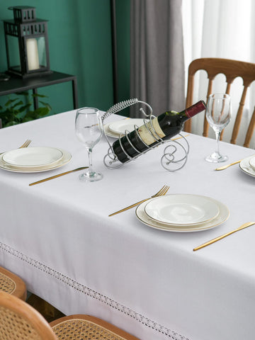 Wedding table setting featured with EHouseHome white lace tablecloth