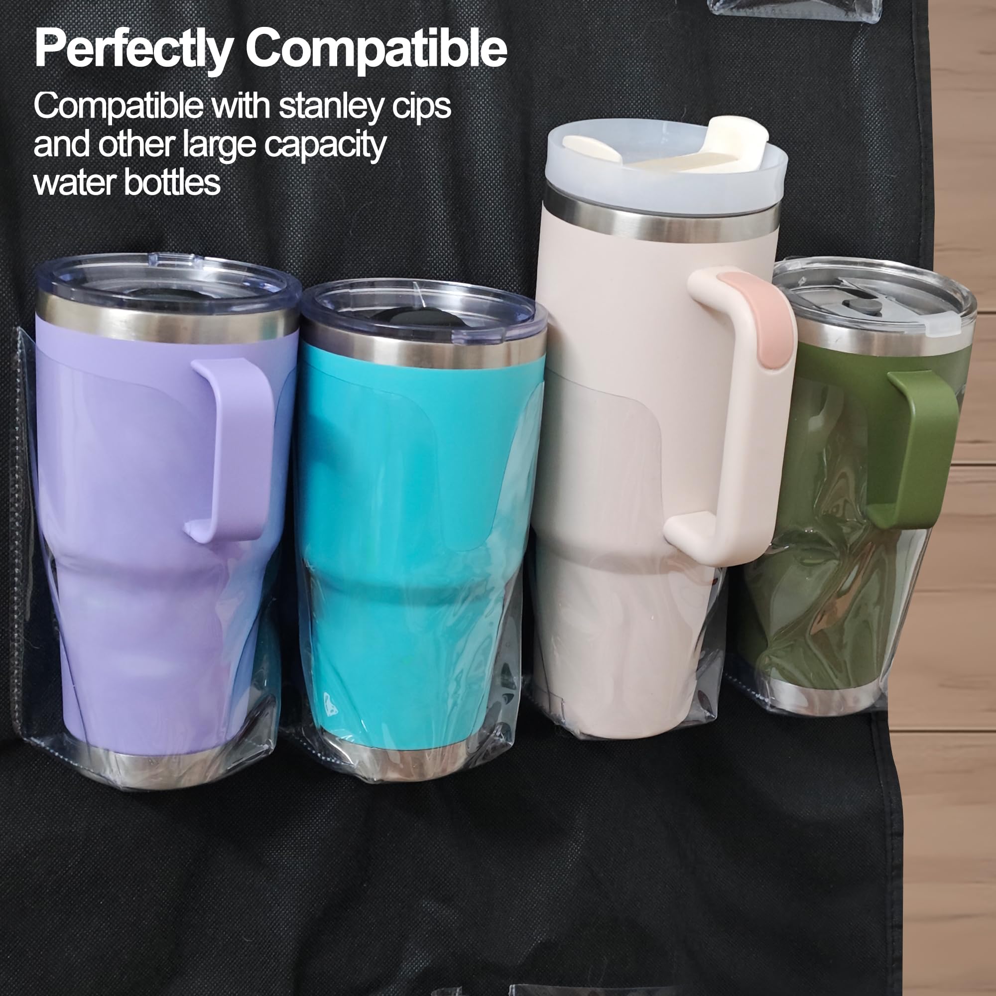 Foldable bottle organizer design keeps the bag compact for travel storage.