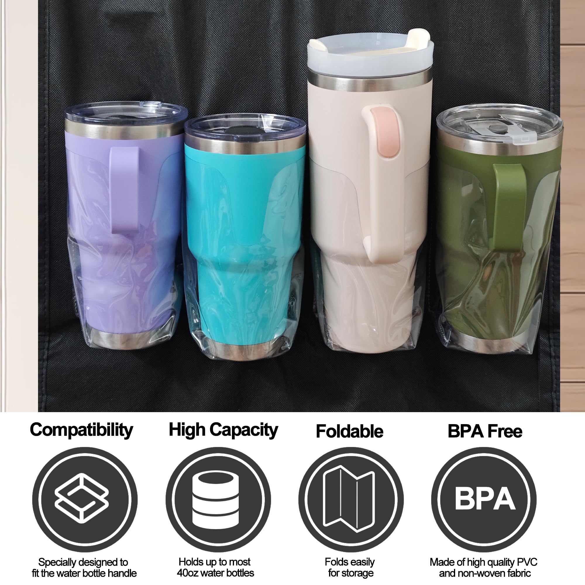 Front curved pocket design lets you grab the bottle by the handle easily.