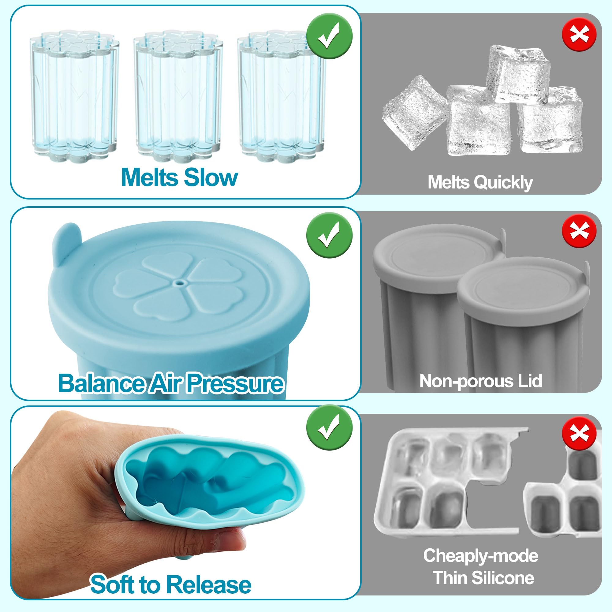 Ehzyaz rounded ice cubes cool beverages faster without blocking the straw.