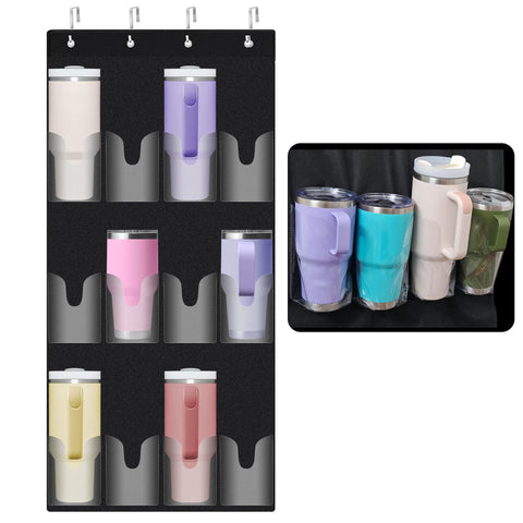 Ehzyaz water bottle organizer with 12 pockets fits Stanley cups neatly for easy access.