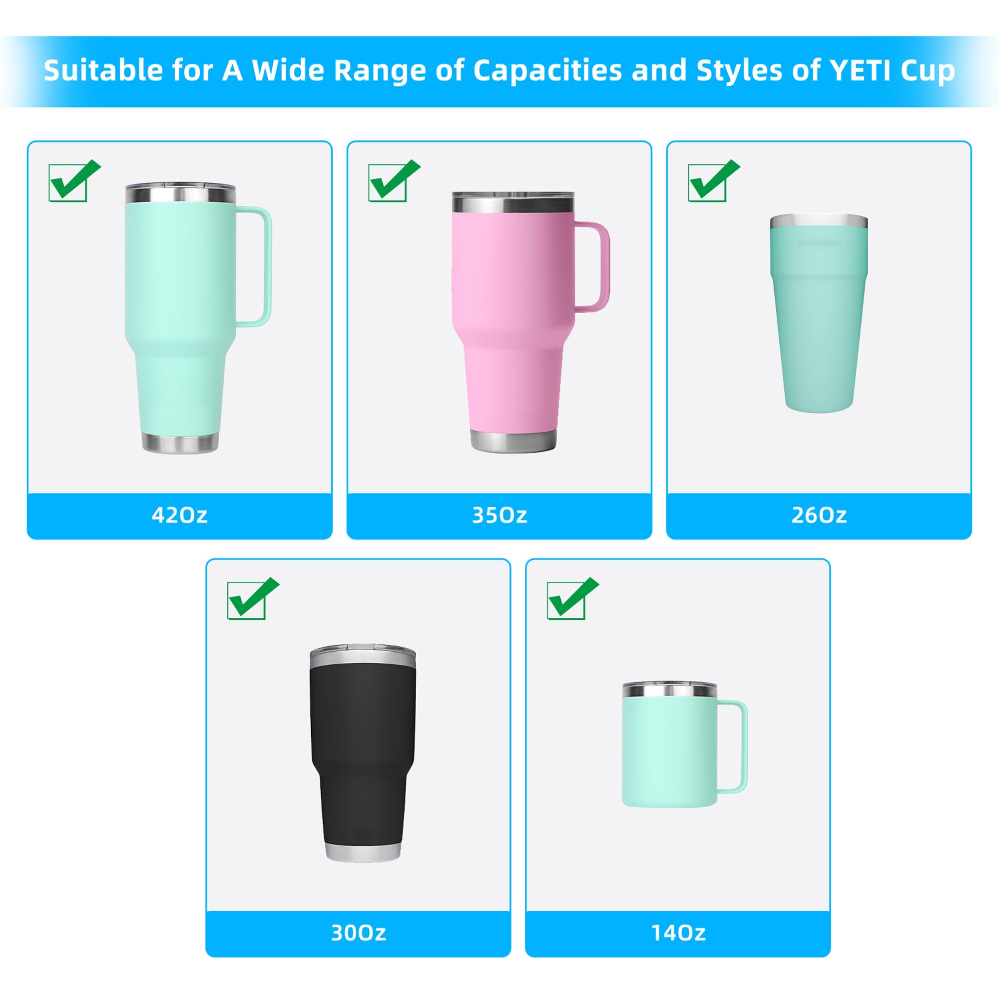 Ehzyaz YETI-compatible lid for 14 oz mug with snug fit and precision seal