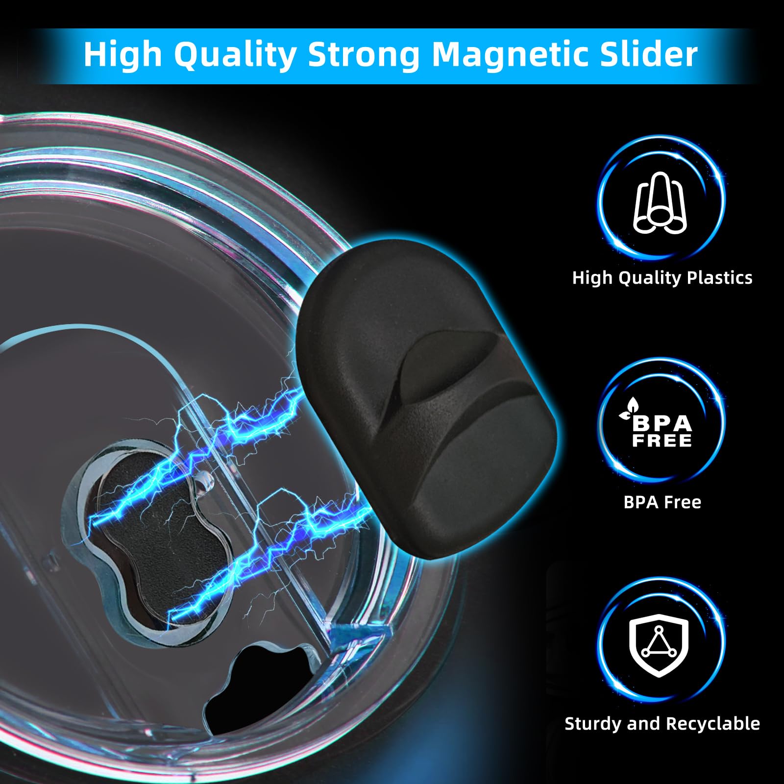 Ehzyaz YETI-compatible lid for 30 oz travel mug with magnetic slider for easy use
