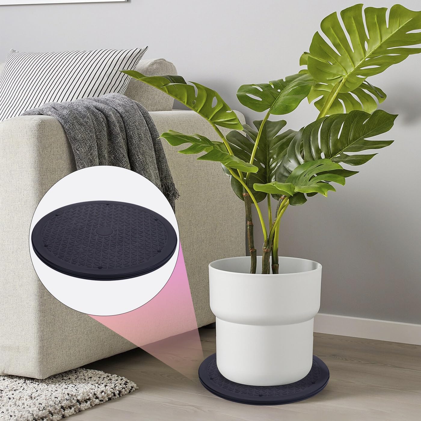 Eichzer rotating stand accommodates stereo speakers and electronics securely.