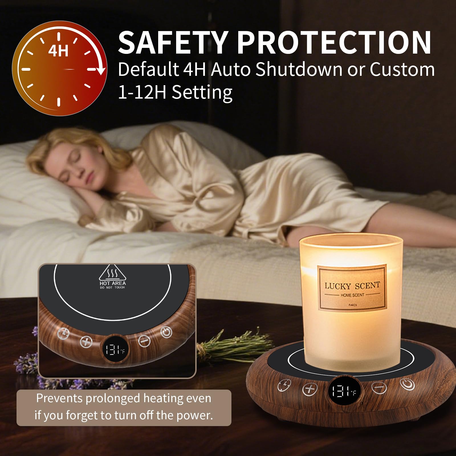 EIHO Mug Warmer digital timer display showing easy 1–12 hour settings