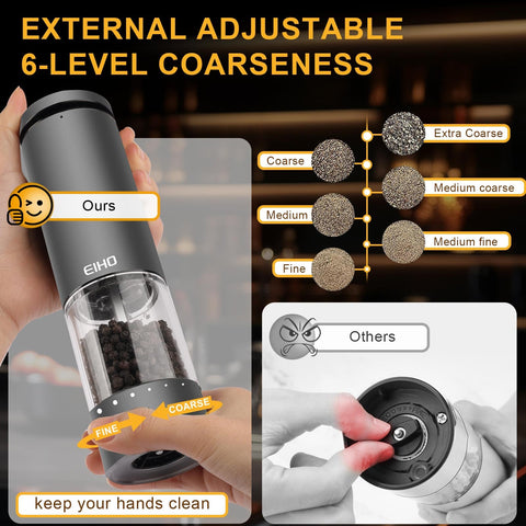 External coarseness adjustment dial enabling hands-free texture control