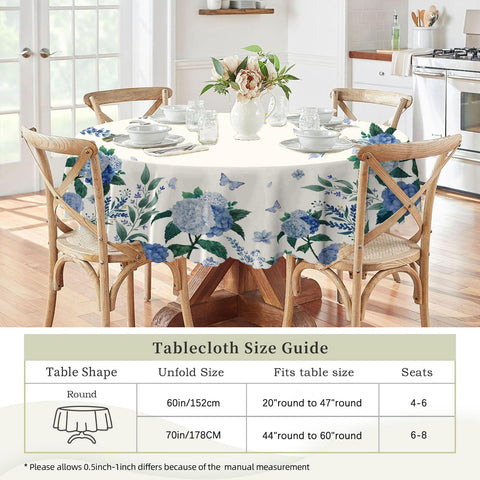 Eikione round tablecloth machine washable in cold water for quick refresh