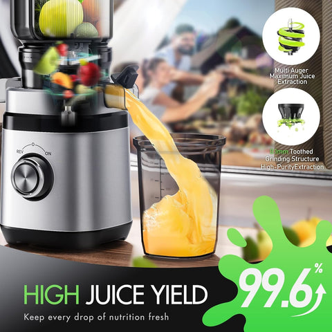 EILKOS compact design saves counter space while delivering silky juice.