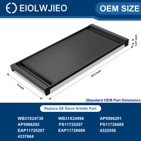 EIOLWJIEO GE stove-compatible griddle fit demonstrated on range