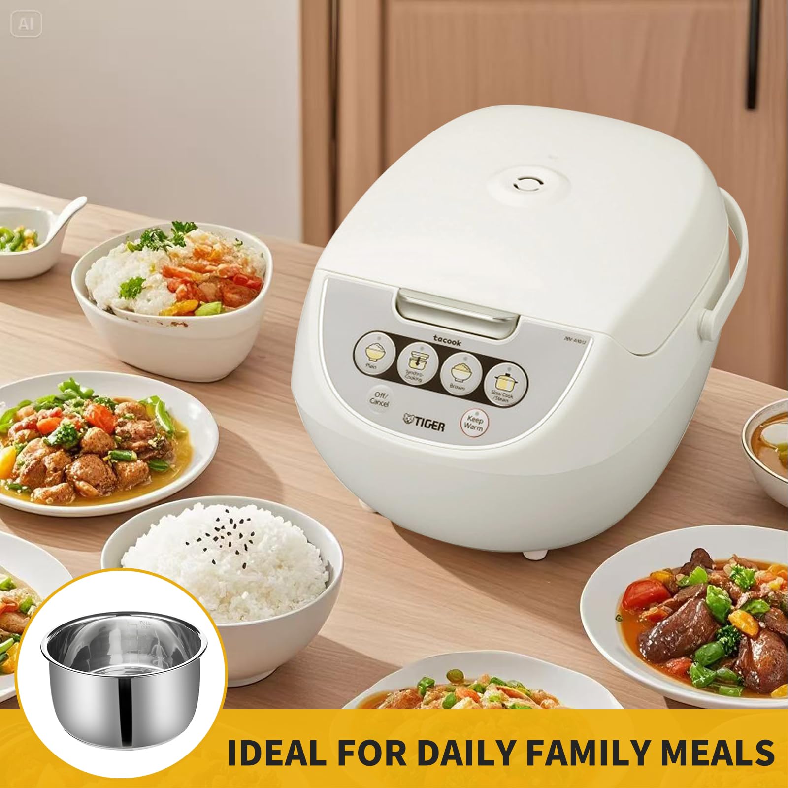 Eiszhjk precise-fit inner pot for Tiger JBV-A10U supports full multi-cooker use