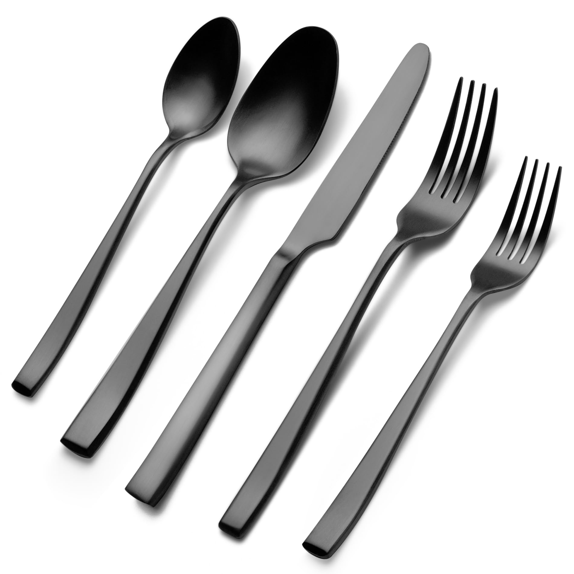 EIUBUIE matte black flatware 40pc set for durable daily dining.