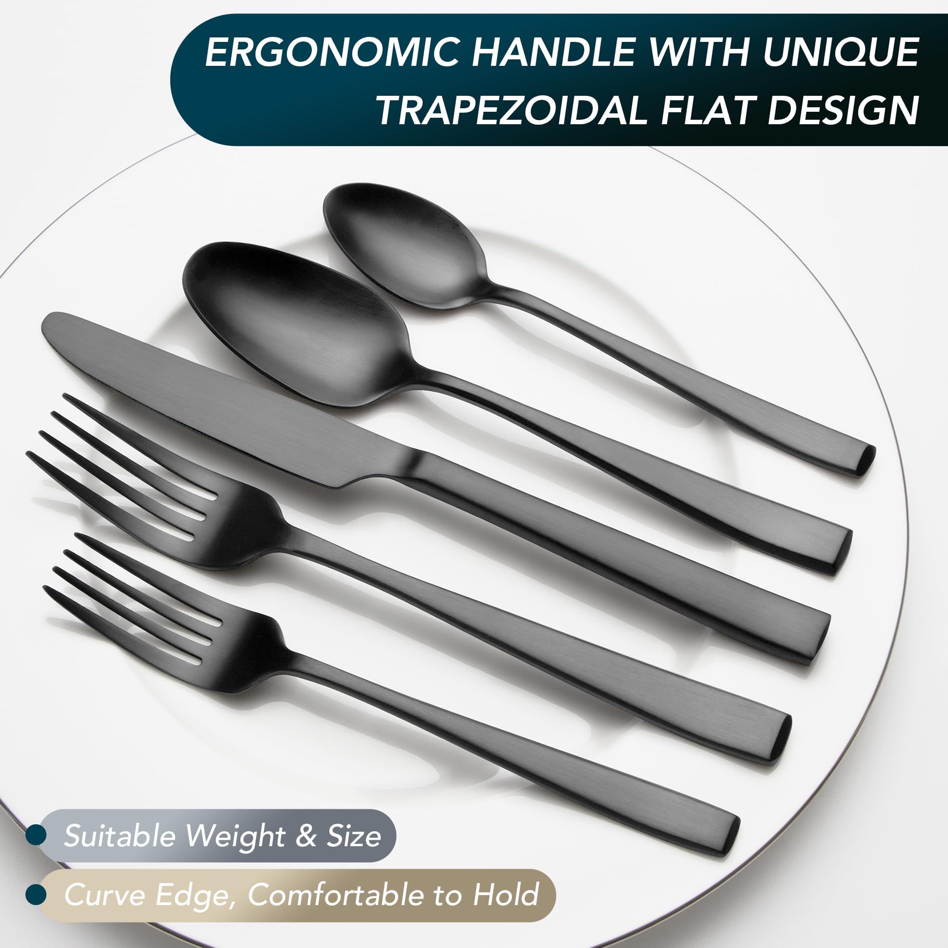 EIUBUIE matte black salad forks for stylish salads and serving.