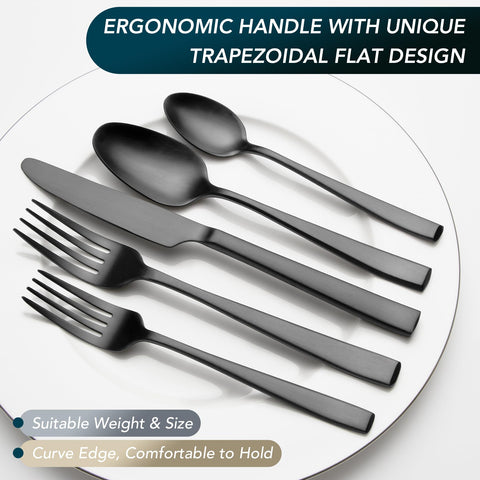 EIUBUIE matte black salad forks for stylish salads and serving.