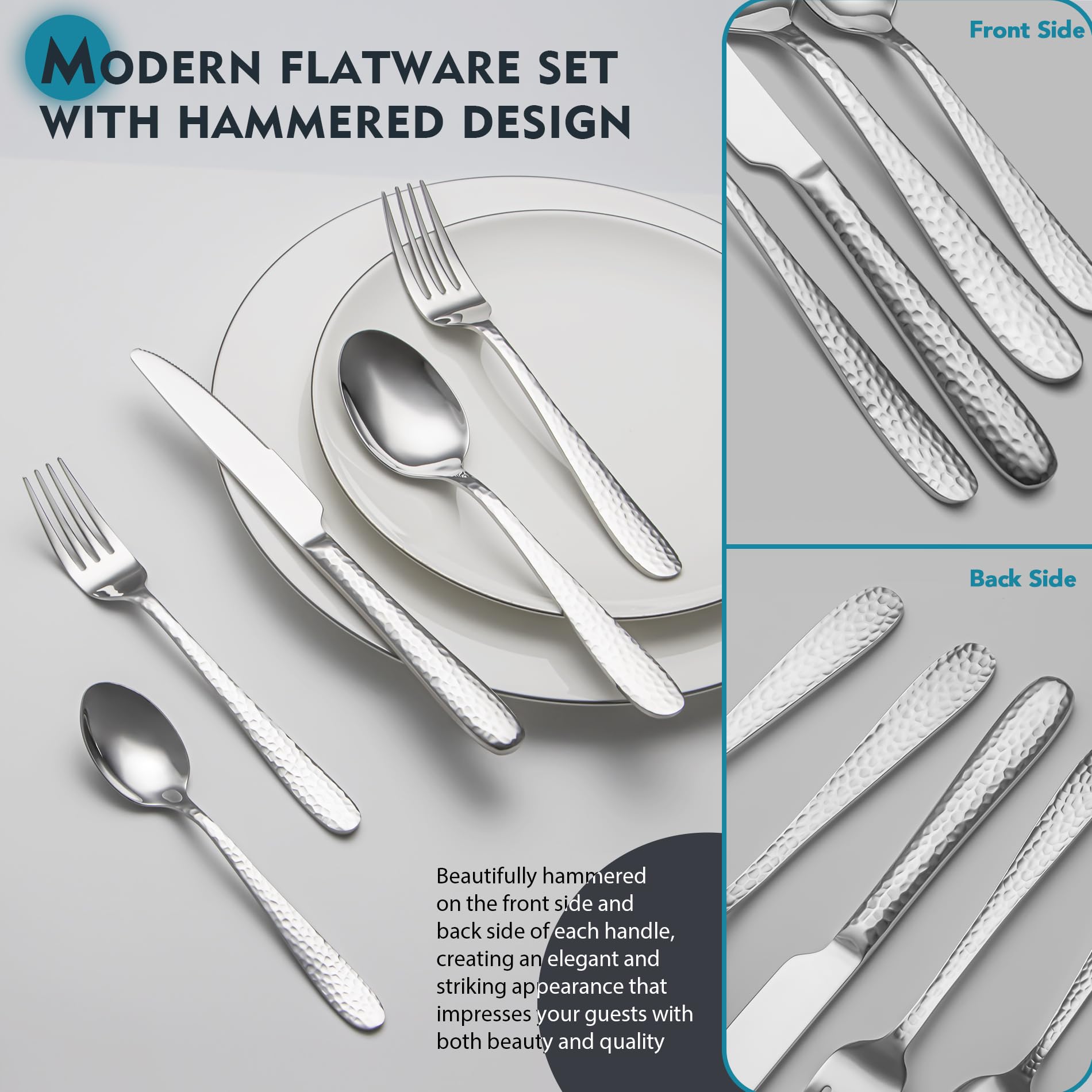 EIUBUIE mirror-polished stainless steel cutlery shines and cleans easily after use.