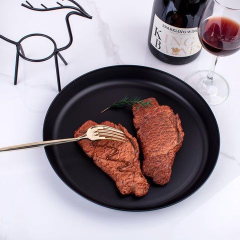ejonirinjonir EI 18pcs black wheat straw plates for indoor and outdoor use.