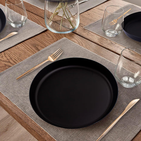 ejonirinjonir EI 18pcs black wheat straw plates unbreakable, ideal for outdoor picnics and camping.