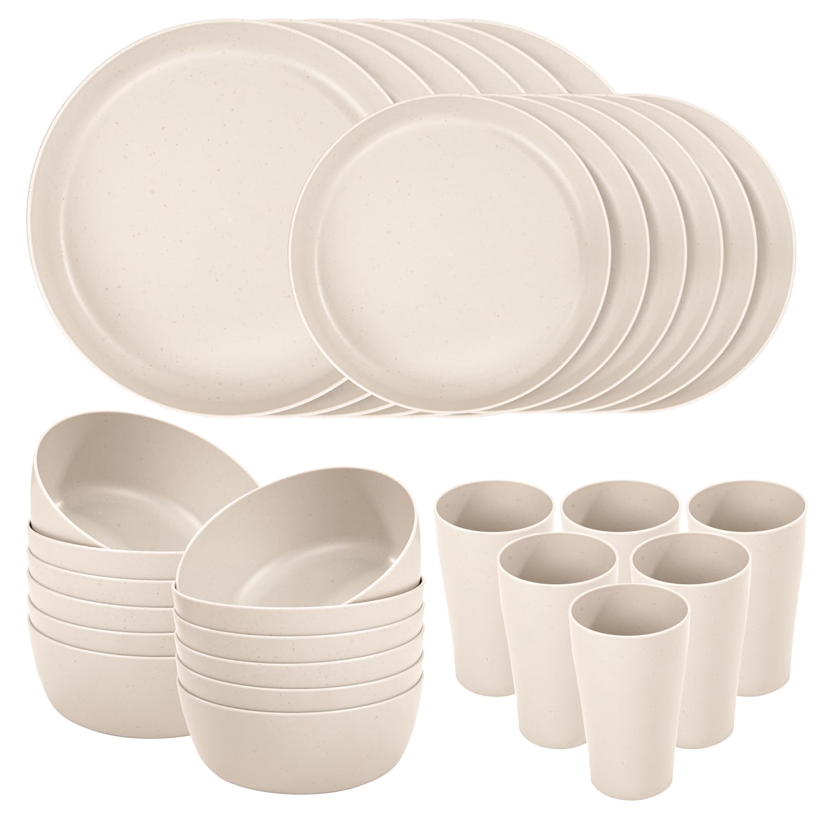 ejonirinjonir EI 24pcs wheat straw dessert plates beige for easy casual dining