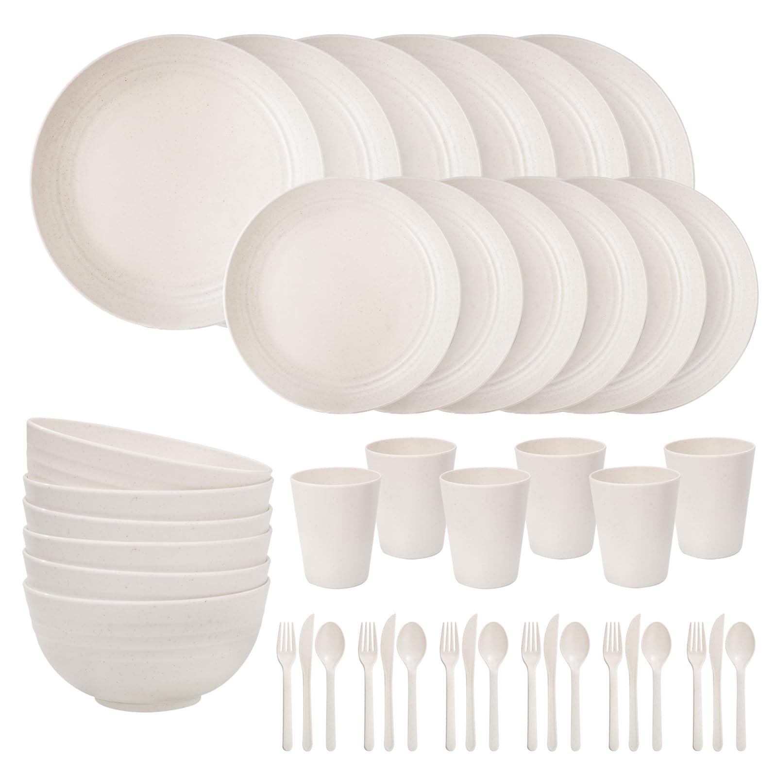 ejonirinjonir EI 42pcs Wheat Straw Dinnerware Set dinner plates deliver sturdy, family-friendly dining.
