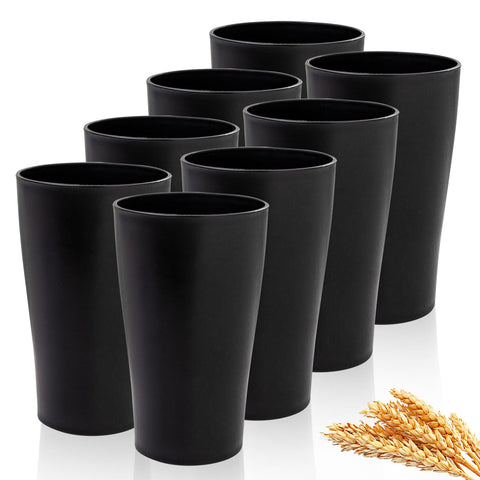 EI Black Wheat Straw Cups front view, sturdy eco-friendly 15oz tumblers for family use