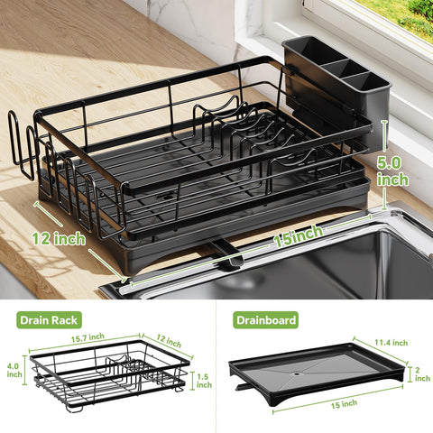 Ekisemio dish rack side view highlighting sturdy stainless steel construction for daily use