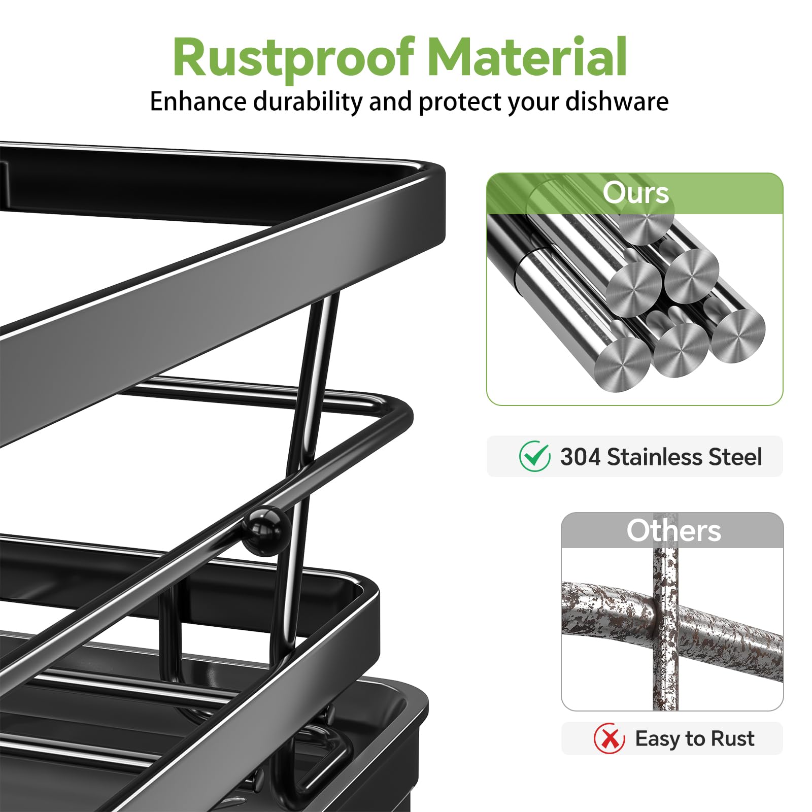 Ekisemio dish rack swivel drainage spout directs water into sink for a dry countertop