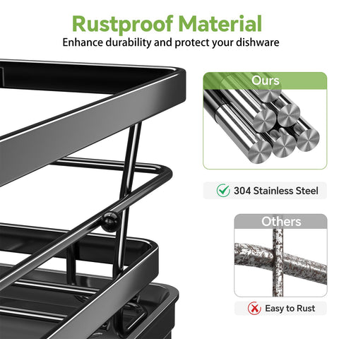 Ekisemio dish rack swivel drainage spout directs water into sink for a dry countertop