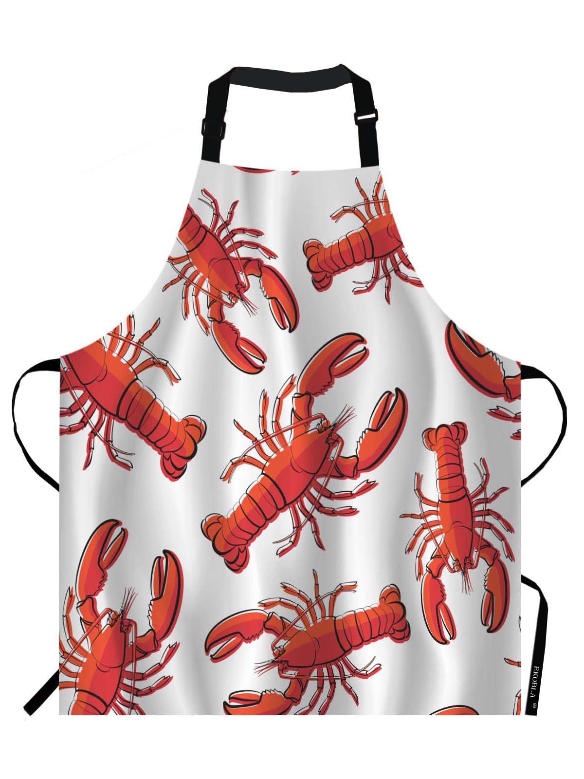 EKOBLA Lobsters Red Apron with full coverage protecting clothing during cooking and cleaning