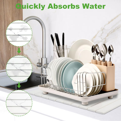 EKRHORBY large stone drying mat unfolded 24x16 ready to air dry dishes.
