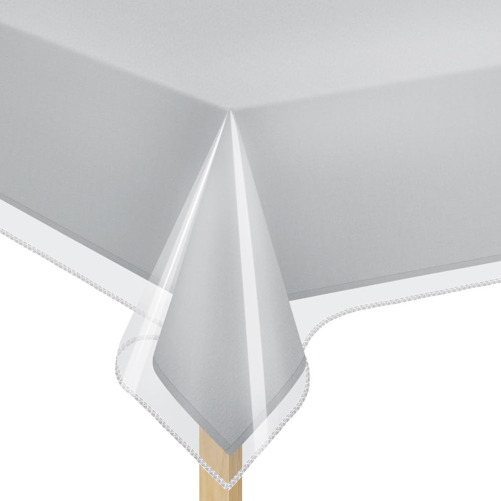 Elaine Karen Clear Table Cover Protector: crystal-clear view with spill protection for dining.