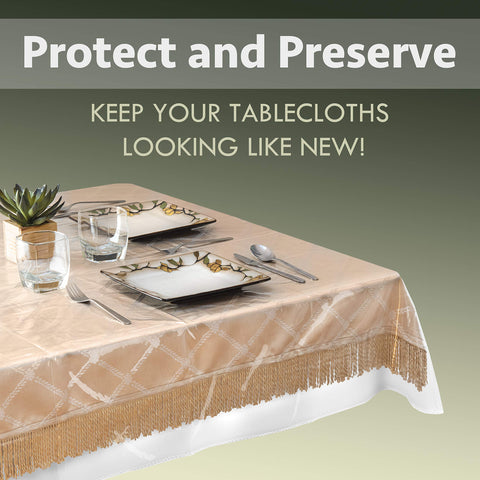 Elaine Karen Heavy-Duty Vinyl Tablecloth Protector: durable shield for spills during meals.