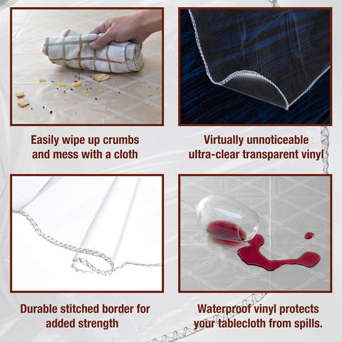 Elaine Karen White Hemmed Border Table Protector: neat edges for a polished dining setup.