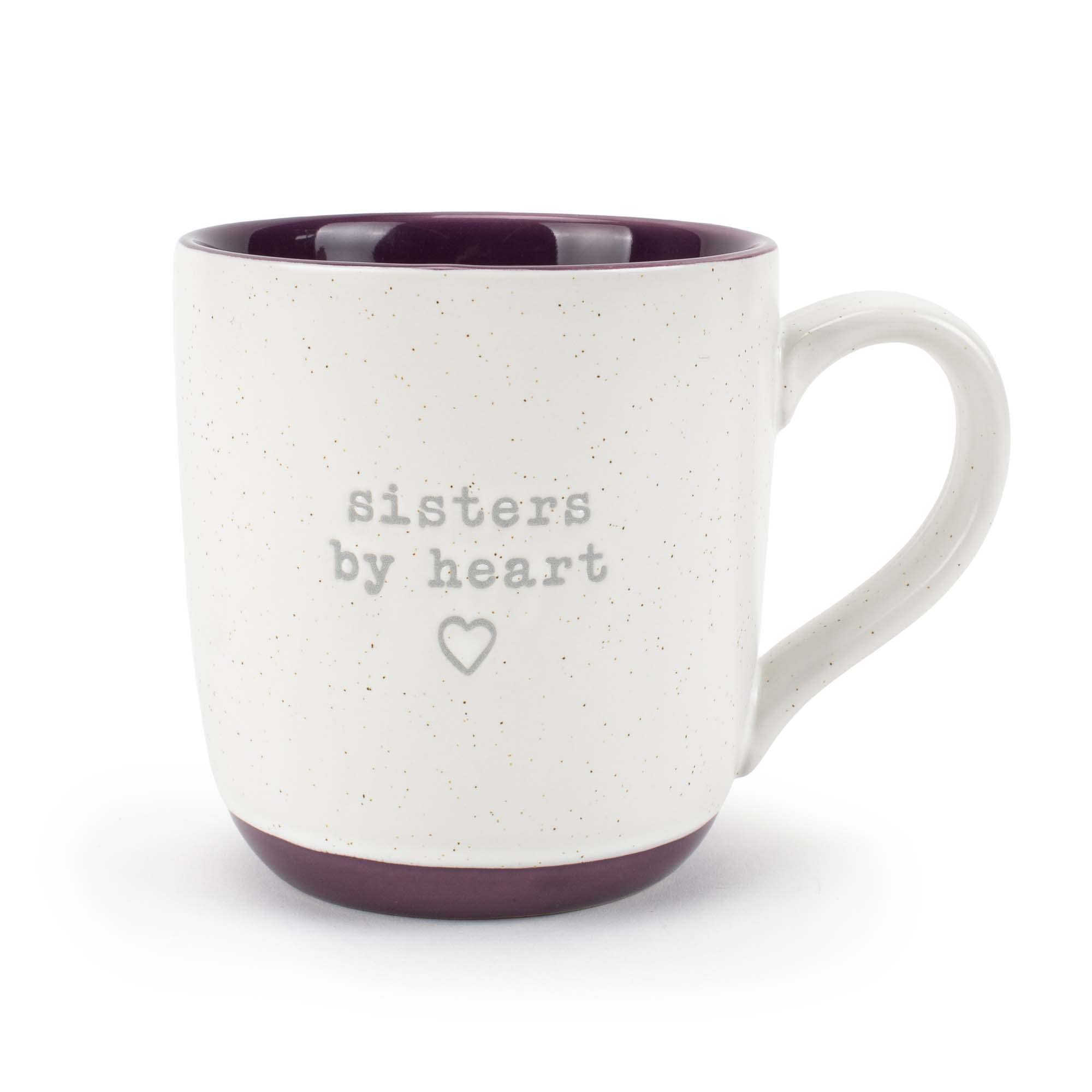 Elanze Designs Sisters By Heart speckled purple mug front view ideal for daily coffee