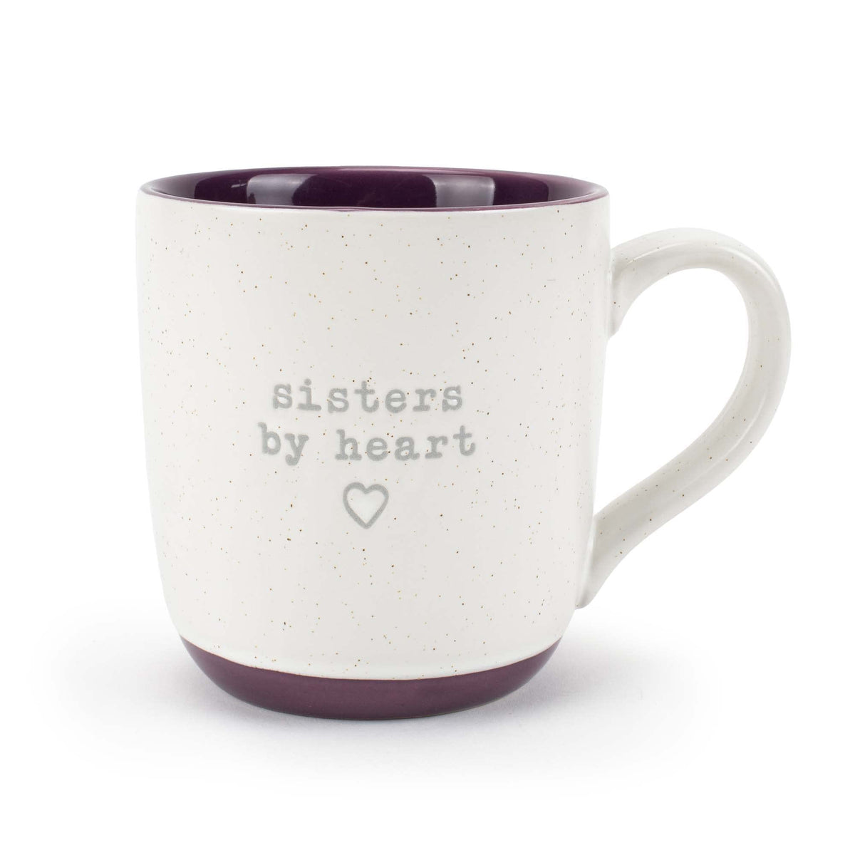 Elanze Designs Sisters By Heart speckled purple mug front view ideal for daily coffee