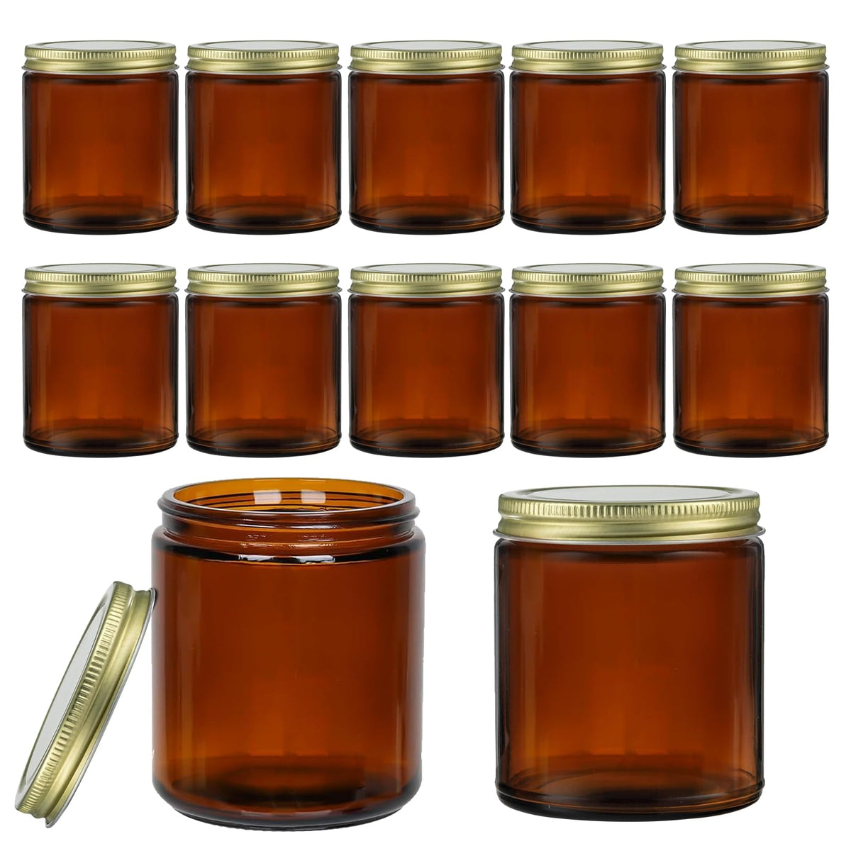 ELAORY amber glass jar with lid 8oz—perfect for candles and crafts.