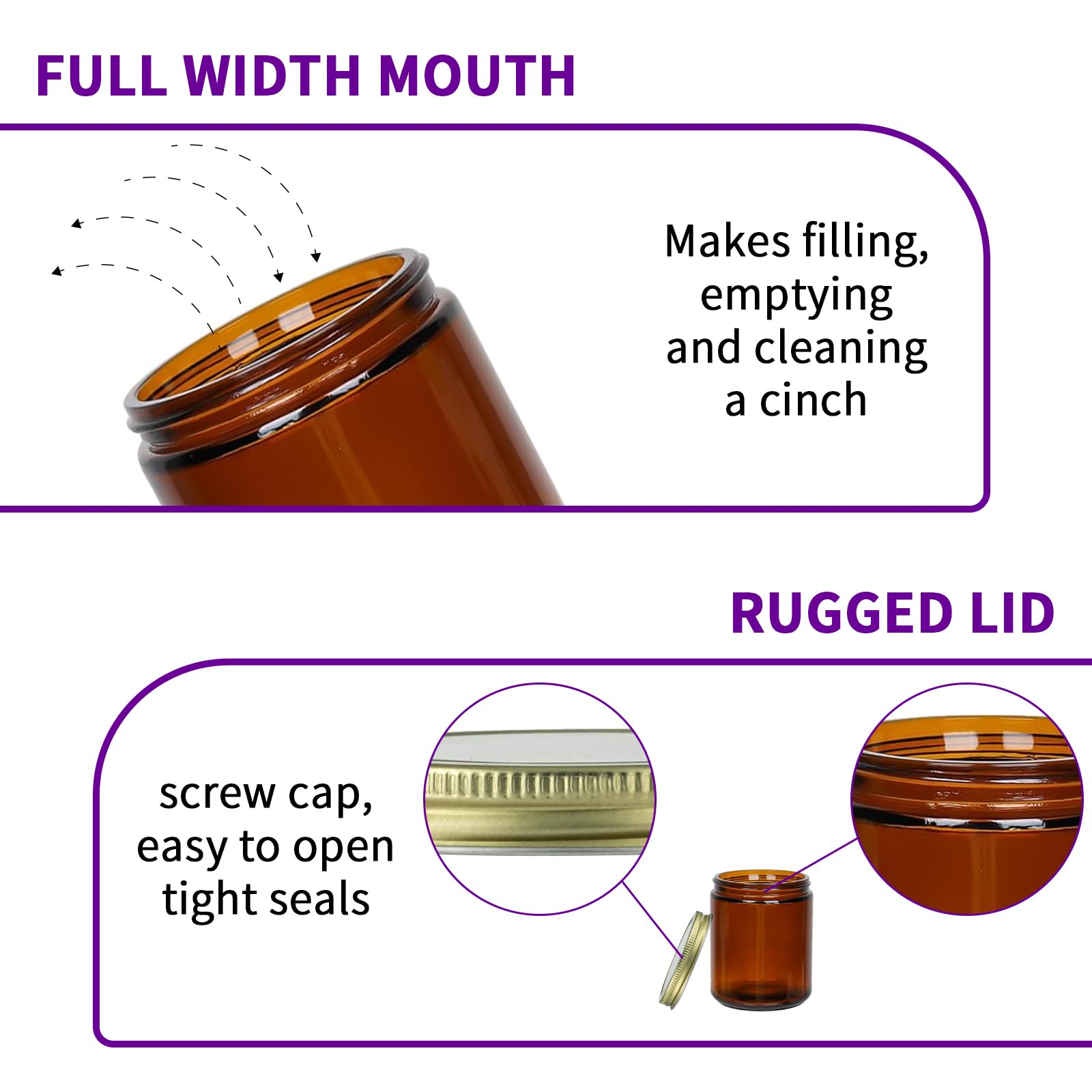 ELAORY 8oz candle jar ideal for DIY candle projects and gifts.