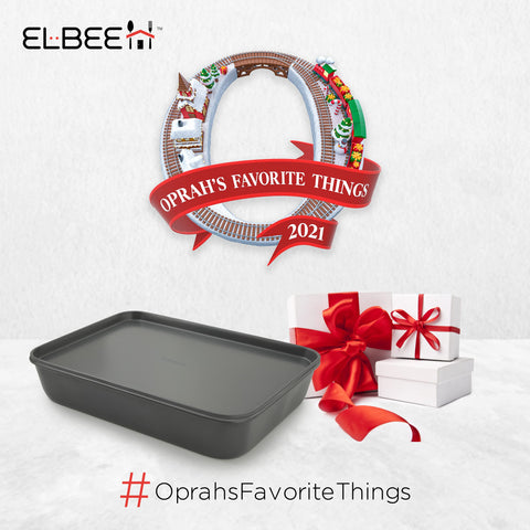 Elbee Home large roasting pan shows generous capacity for roast dinners and even heat.