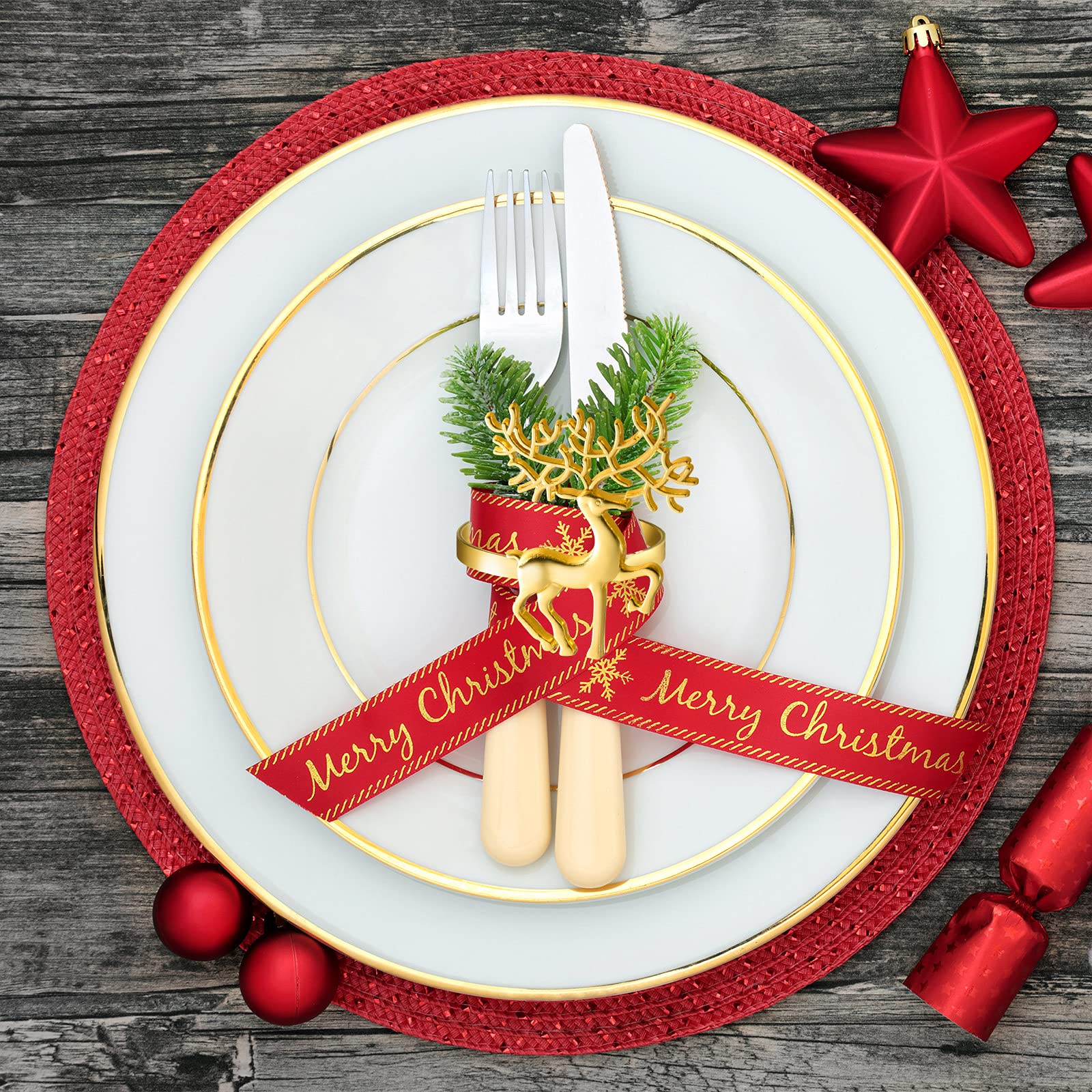 ELECLAND gold napkin ring packaging shown for easy gifting and storage.