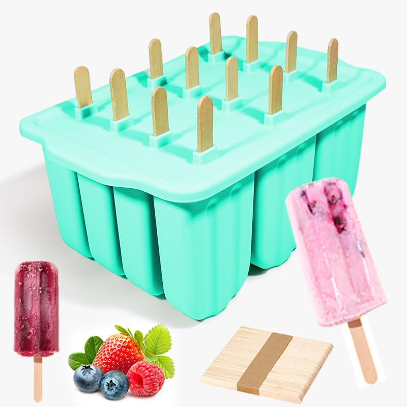 Elecphbo 12 cavity silicone popsicle molds for easy, mess-free homemade popsicles