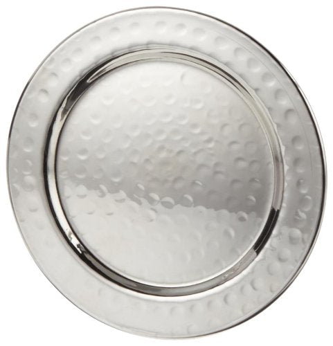Elegance hammered 4in coaster set in a bright setting highlighting durable stainless steel design.